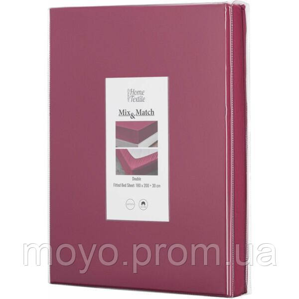Простирадло на гумці ARDESTO Mix&Match, 180x200+30 см, 100% бавовна, сатин, ягідний (ART1820FSR), фото 1