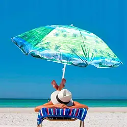 Пляжна парасолька з нахилом. Парасолька Садова Колір: ПАЛЬМА МІКС 1.8 м 85T спиці пластик