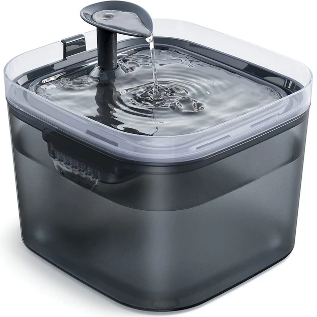 Питний фонтан для собак PetStyle 2.2L, поїлка для собак з фільтром, Чорна