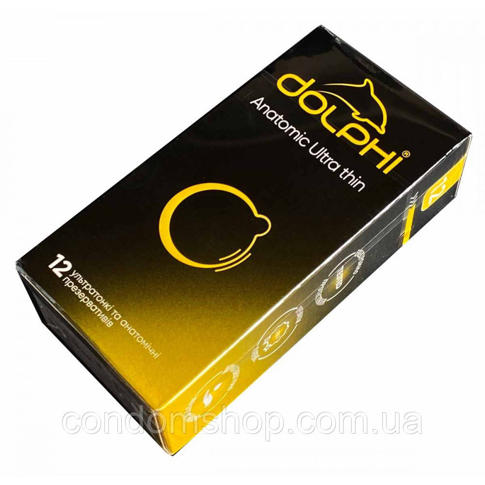 Презервативи Dolphi ATatomic ultra thin 12 штук #12 ультратонкі анатомічні.Сімейне паковання