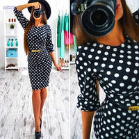 Сукня жіноча в горох до коліна 42