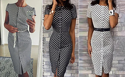 Сукня жіноча в смугу приталене по коліно 24-70 розмір