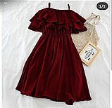 Літнє жіноче плаття з баскою на бретелях 40 42 44 46 48 50 52 54 56 58 60 розміри, фото 2