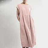 Сукня жіноча вільне довге льон 40 42 44 46 48 50 52 54 56 58 60 Різні кольори, фото 2