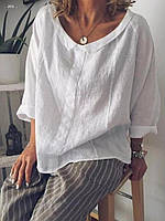 Блузка жіноча лляная вільний крій 40 42 44 46 48 50 52 54 56 58 60 розміру Різні кольори