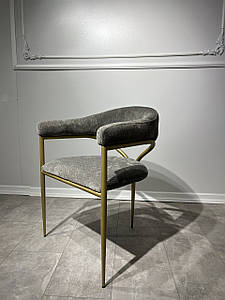 Стілець італійський дизайн металевий золотий з м'яким сидінням Кейс