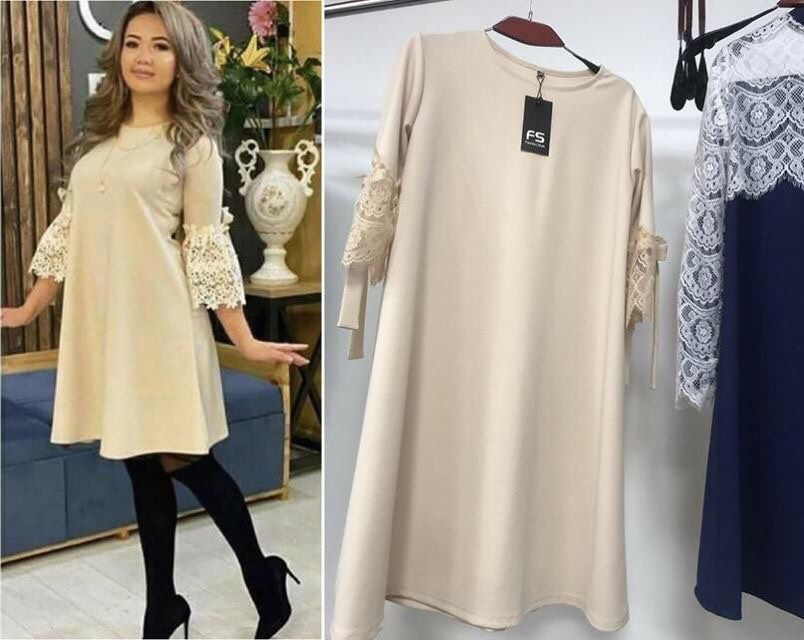 Сукня жіноча по коліно трапеція 40 42 44 46 48 50 52 54 56 58 60 62 64 66 68 70 розмір, фото 1