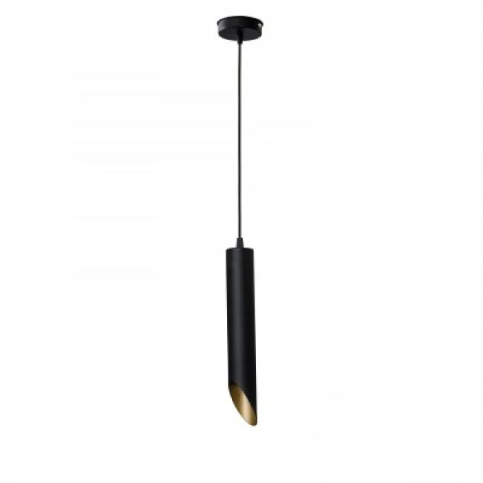 Люстра підвіс чорна з металевим плафоном на 1 лампу Е27