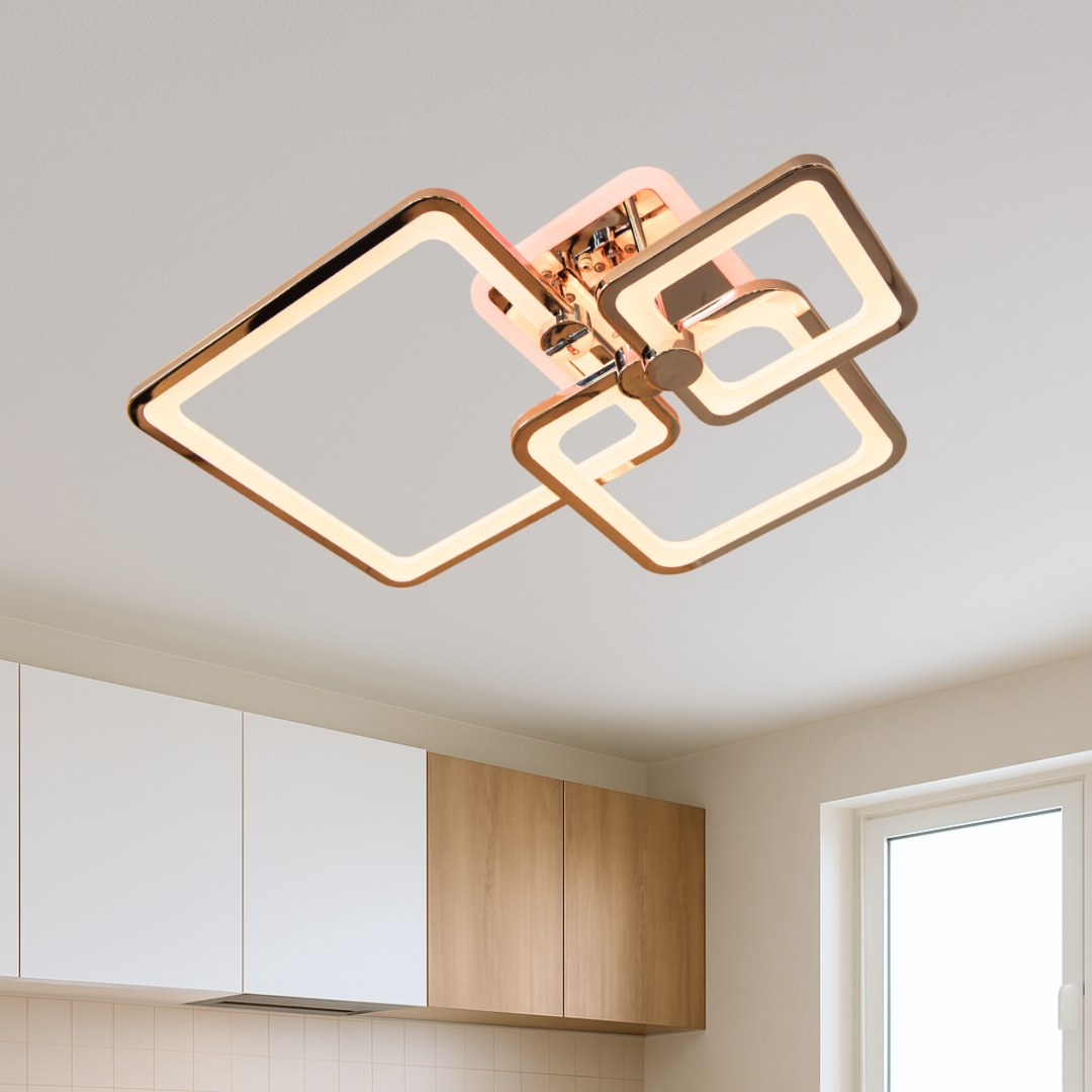 Лед люстра для натяжних стель Diasha 70W до 16 кв.м колір Золото 8208/3G LED 3color dimmer