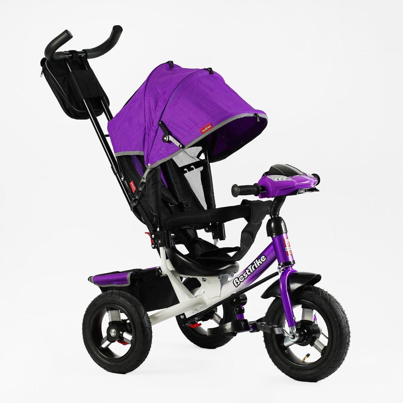 Дитячий триколісний велосипед — коляска Best Trike 3390/94-707 з батьківською ручкою фіолетовий