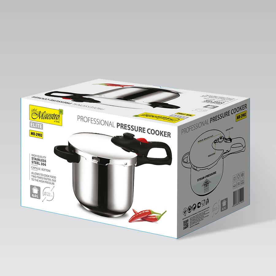 Скороварка 6 л Maestro MR-2902 Каструля скороварка неіржавка сталь Індукційне дно, фото 1