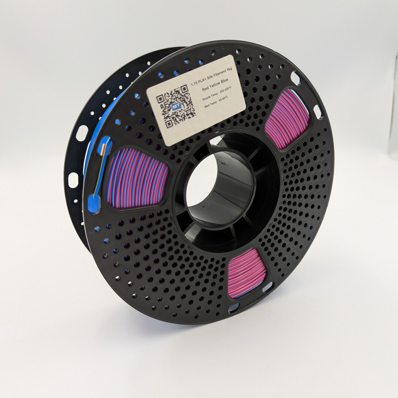 PLA+ пластик MT Filament до 3D-принтеру 1.75 мм 1 кг червоний-жовтий-синій (3DMT-PLA+1.75-01-RYB), фото 1