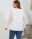 Блузка біла з мереживними рукавами великий розмір, фото 3