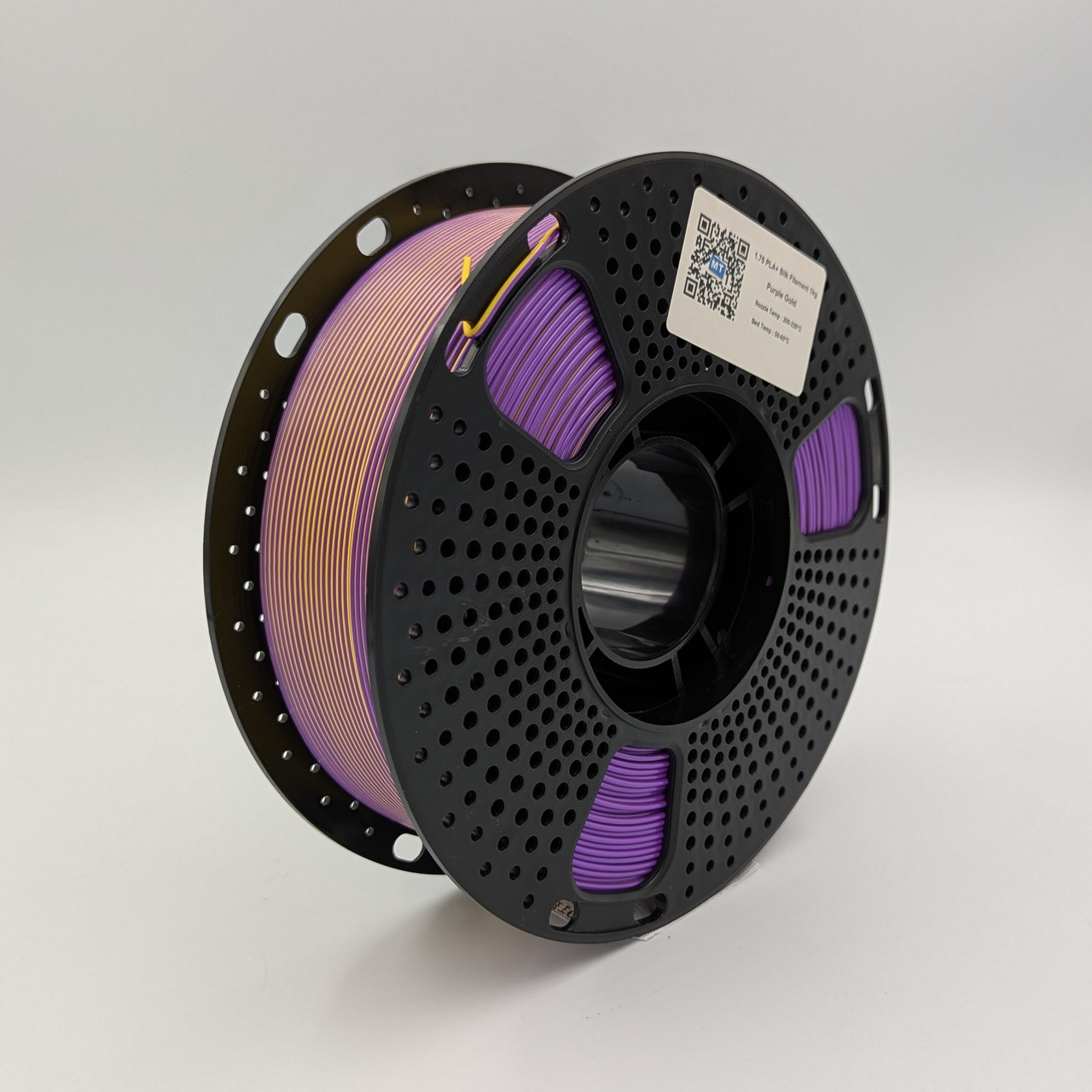 PLA+ пластик MT Filament для 3D-принтера 1.75 мм 1 кг пурпуровий-золотий (3DMT-PLA+1.75-01-PuG)