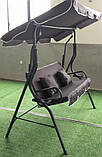 Гойдалка садова тримісна 170x110x153 см Bass Polska BH 10030 з підстаканниками та подушками, колір антрацит, фото 7