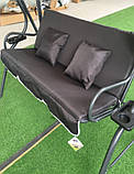 Гойдалка садова тримісна 170x110x153 см Bass Polska BH 10030 з підстаканниками та подушками, колір антрацит, фото 6