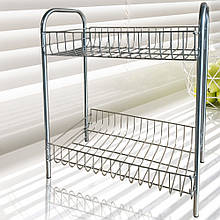 Поличка для овочів на 2 яруси металева 49х56х24 см, Сірий