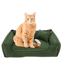 Лежак для собак та котів Mamo Pets Premium c ручкою для перенесення, подушечкою та знімним чохлом S 60x45 (50x35), Зелений, фото 6