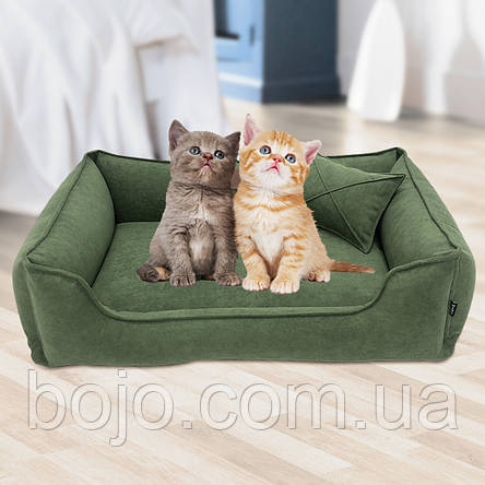 Лежак для собак та котів Mamo Pets Premium c ручкою для перенесення, подушечкою та знімним чохлом XS 50x40 (40x30), Зелений, фото 1