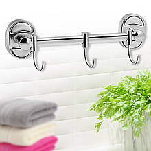 Тримач для рушників та халатів у формі планки з трьома пересувними гачками, Хром (DRK)