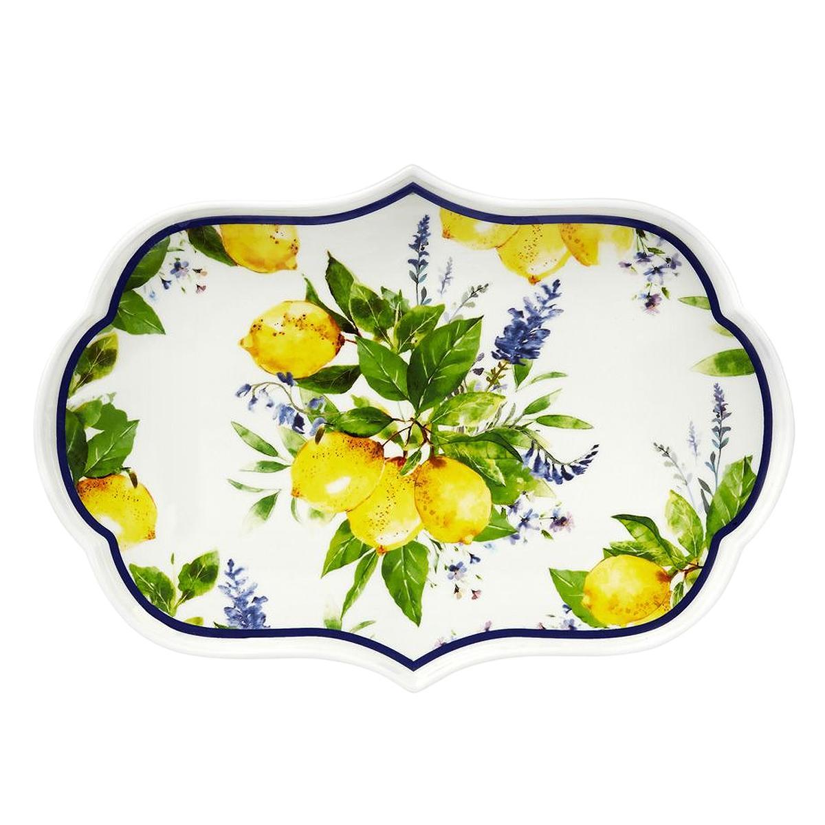 Блюдо порцелянове з малюнком лимонів Soraya Maison, фото 1