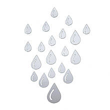 Дзеркальний декор акриловий самоклеючий Краплі срібло,20шт (D) SW-00002492