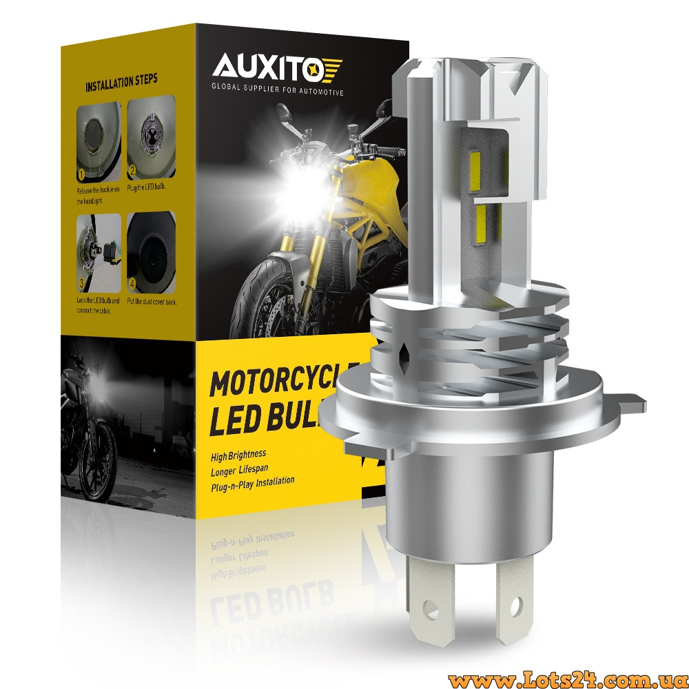 Мото лампа H4 4 LED 6500K мотолампи світлодіодні лампи мото лед лампи мото лампа led світлодіодна на скутер мотоцикл байк мопед