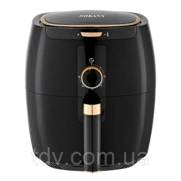 Багатофункціональна аерогриль-фритюрниця, SOKANY SK-8027, 6.5 л, з терморегулятором, чорна