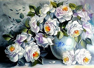 Набір алмазної вишивки (мозаїки) квіти "Білі троянди". Художник Douglas Frasquetti