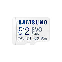 Карта пам'яті Samsung Evo Plus microSDXC 512GB UHS-I U3 V30 A2 + SD адаптер (MB-MC512SA/EU)