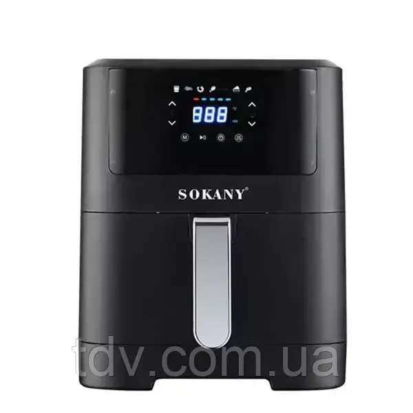 Багатофункціональна аерогриль-фритюрниця SOKANY SK-8043, 8 л, з таймером і терморегулятором, чорна