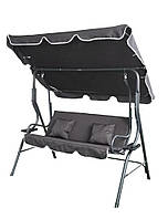 Гойдалка садова тримісна 170x110x153 см Bass Polska BH 10030 з підстаканниками та подушками, колір антрацит