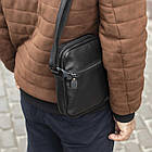 Чоловіча сумка месенджер через плече чорна барсетка з екошкіри Modern Black Stra, фото 2