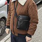 Чоловіча сумка месенджер через плече чорна барсетка з екошкіри Modern Black Stra, фото 6