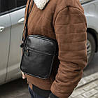 Чоловіча сумка месенджер через плече чорна барсетка з екошкіри Modern Black Stra, фото 7