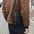Чоловіча сумка месенджер через плече чорна барсетка з екошкіри Modern Black Stra, фото 8