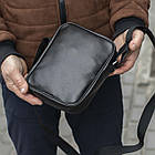 Чоловіча сумка месенджер через плече чорна барсетка з екошкіри Modern Black Stra, фото 9