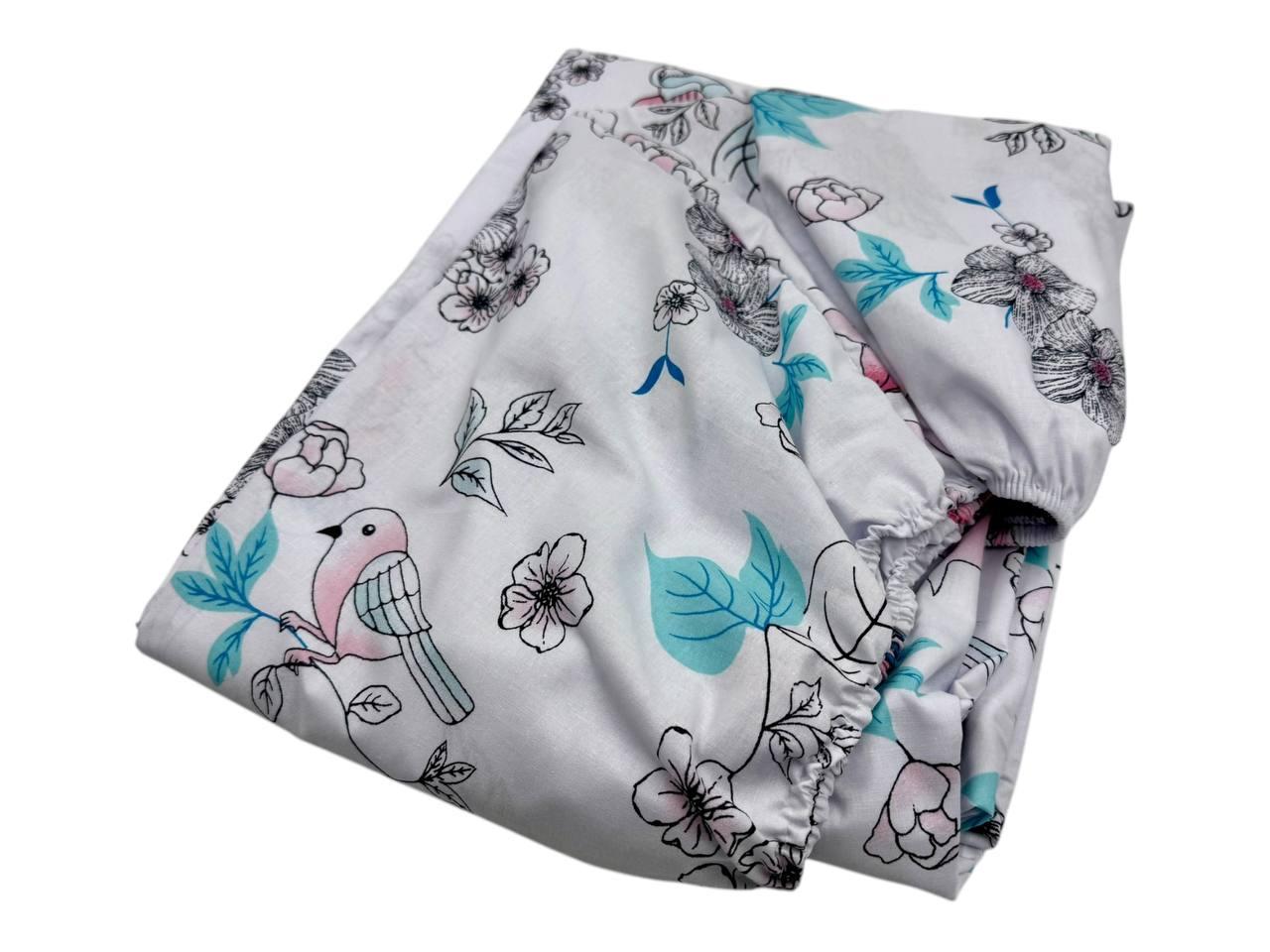 Простирадло на гумці односпальне "Природа та пташка" | Бязь 180х200 см, фото 1