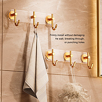 Настінна вішалка на 3 гачки для кухні, ванної кімнати, самоклейна вішалка з алюмінієвими гачками, фото 3
