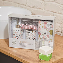 Набір аксесуарів для ванної кімнати та душу і комплект у ванну: шторка, стакан для щіток, дозатор для мила, фото 5