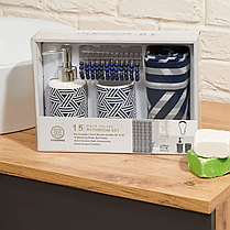 Набір аксесуарів для ванни та душу, комплект приладдя: штора, дозатор для мила, стакан для щіток, фото 5