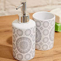 Набір аксесуарів для ванни і душу, комплект приладдя: штора, дозатор для мила, стакан для щіток, фото 2