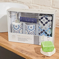 Набір аксесуарів для ванни і душу, комплект приладдя: штора, дозатор для мила, стакан для щіток, фото 2