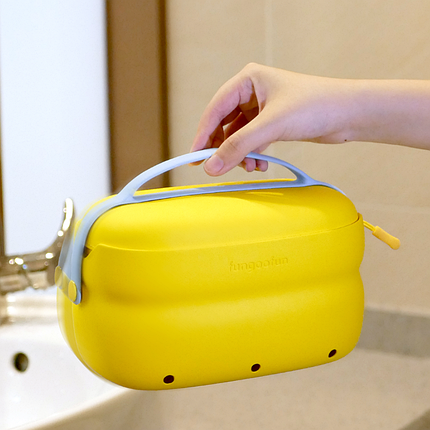 Сумка 2в1 силіконова косметичка водонепроникна для аксесуарів у ванну кімнату і душ, дорожня, жовта, фото 1