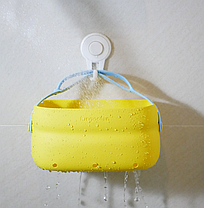 Сумка 2в1 силіконова косметичка водонепроникна для аксесуарів у ванну кімнату і душ, дорожня, жовта, фото 4