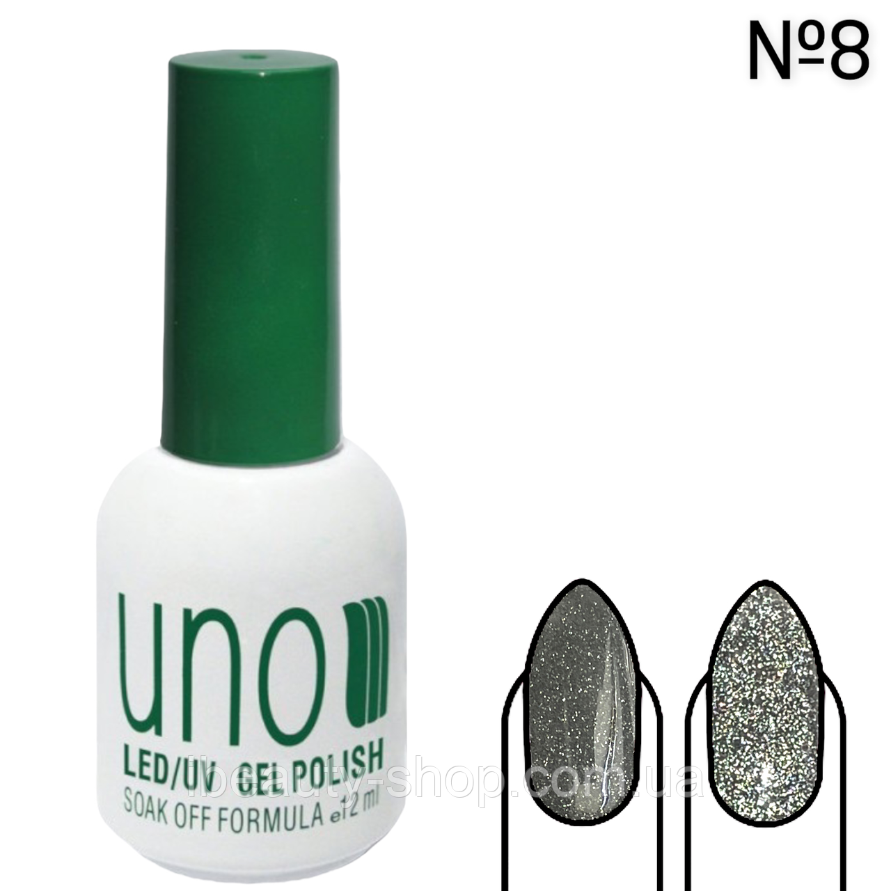 Кольоровій гель-лак зі світловідбиваючим ефектом UNO Professional Disco Gel №8, 12 мл