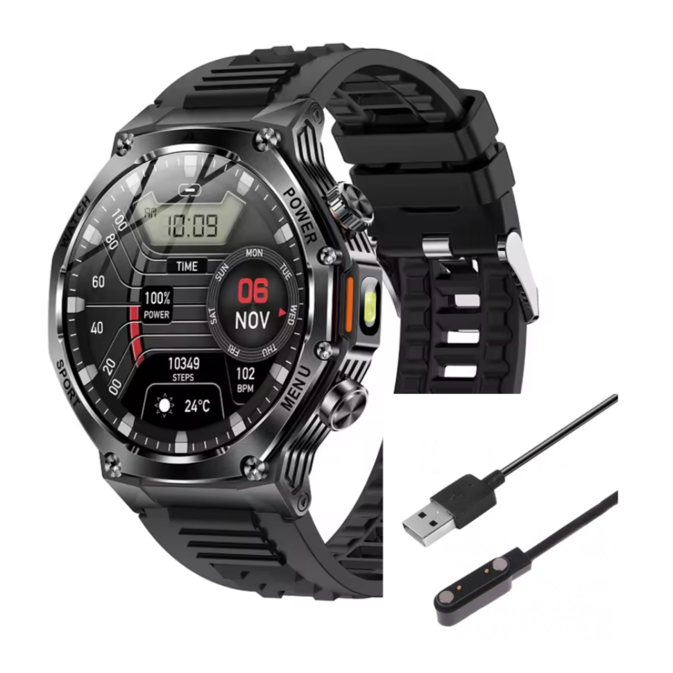 Зарядний магнітний USB-кабель для смарт-годинника Hardy AK82, Lemfo AK82, 2 конектори, 7.62 мм. Чорний