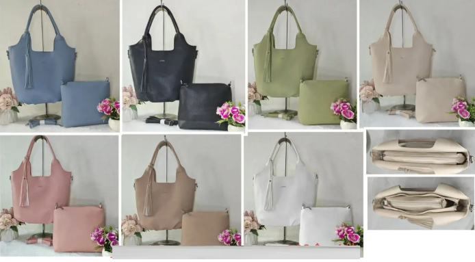 Сумка жіноча 2 в 1 містка 36*28 см на блискавці з пензликом зі штучної шкіри Zhenya, фото 1