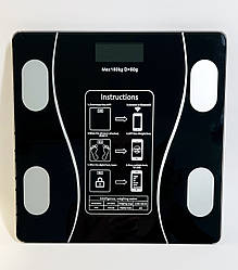 Розумні підлогові ваги смарт Bluetooth з застосунком для Android або IOS аналізатори жиру чорні