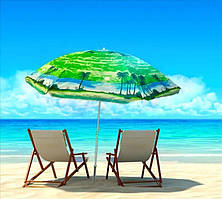 Парасолька пляжна Колір ПАЛЬМА МІКС 2.2 метра 110T Сталева спиця Великий